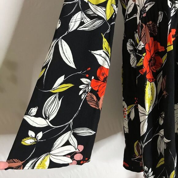 Free People Bella Black Red Green Floral Tunic Long Bell Sleeves Small - Picture 6 of 13